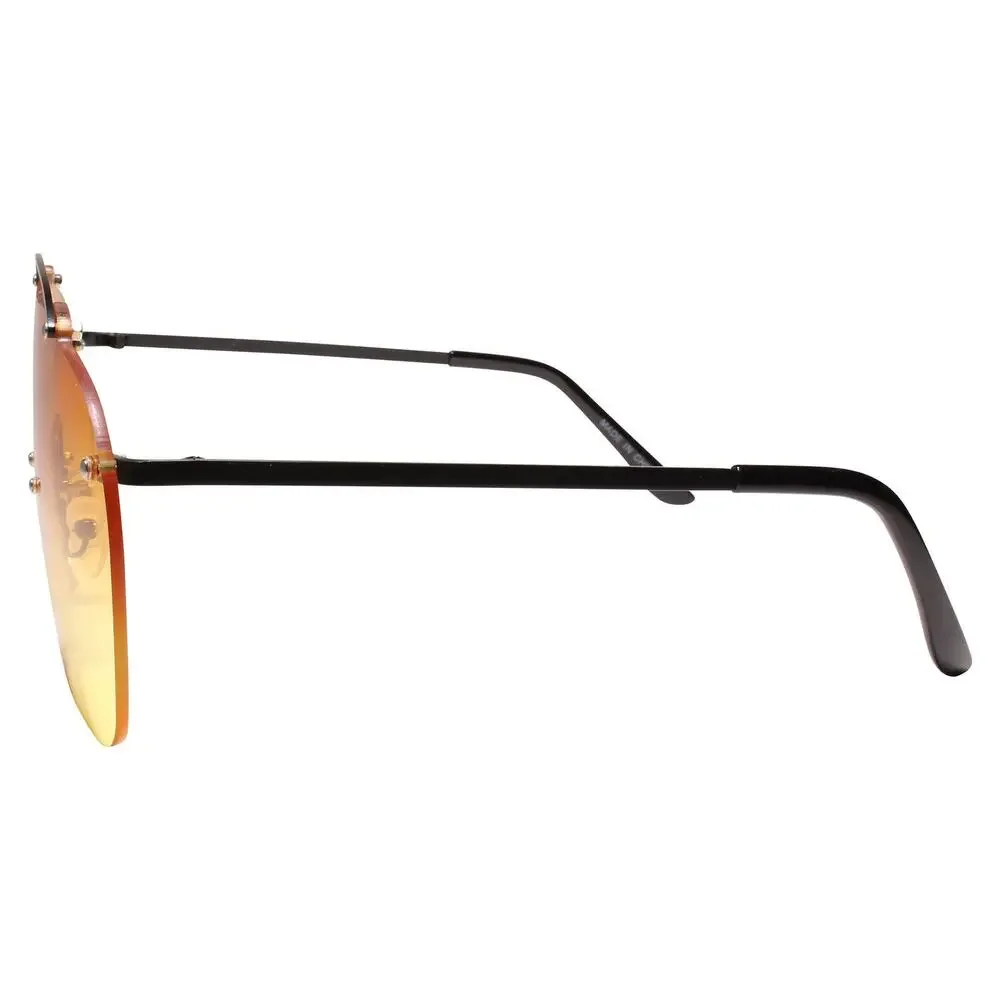 Rimless Mono Lens Brown Aviator Sunglasses